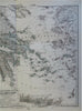 Greece Crete Ionian Islands Corfu Santorini Athens 1880 Petermann detailed map