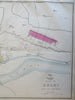 Delhi British India Palaces River Jumna c. 1856-72 Weller city plan map