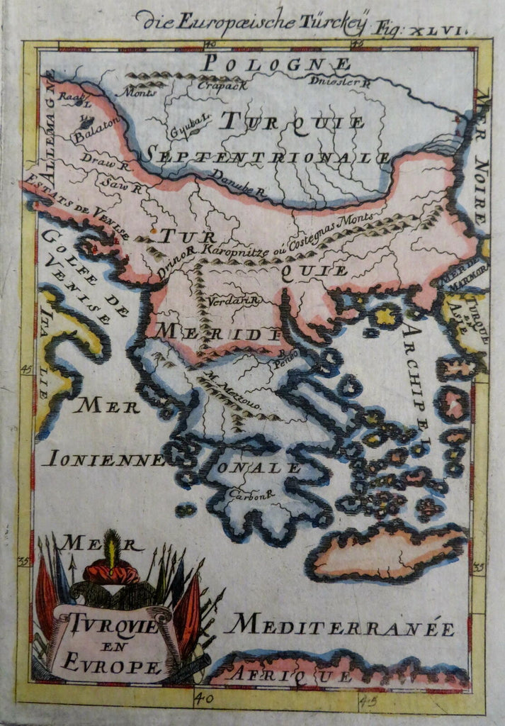 Ottoman Empire Balkans Hungary Greece Crete Bulgaria Wallachia 1686 Mallet map