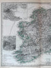 Ireland Dublin Cork Killarney Lakes Galway Belfast 1880 Petermann detailed map