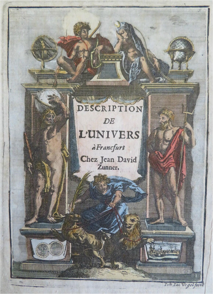 Allegorical Frontispiece Hercules Poseidon 1719 Mallet engraved print