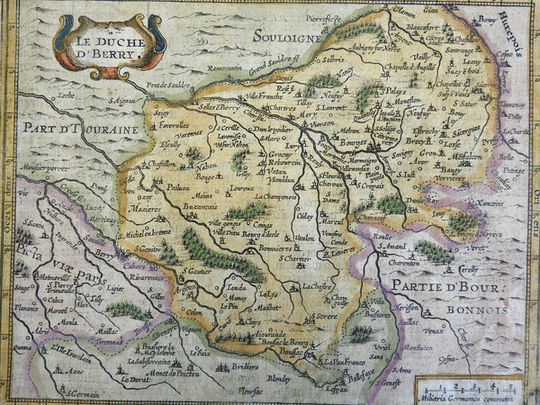 Duchy of Berry Kingdom of France 1630 Mercator miniature county map