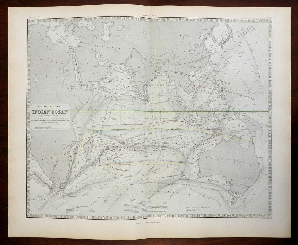 Indian Ocean Southern Africa India Southeast Asia Currents 1856 information map