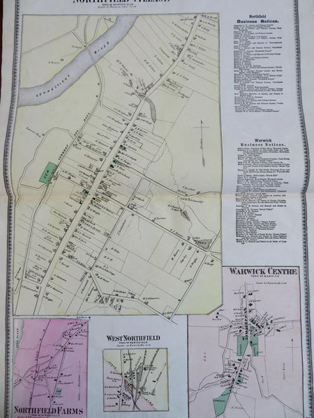 Northfield Village Franklin County Massachusetts 1871 detailed township map