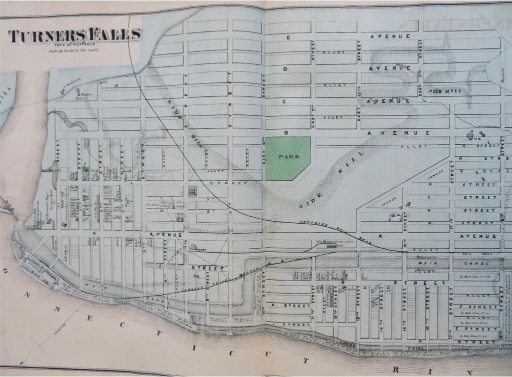 Turner's Falls Franklin County Massachusetts 1871 Beers detailed city plan map