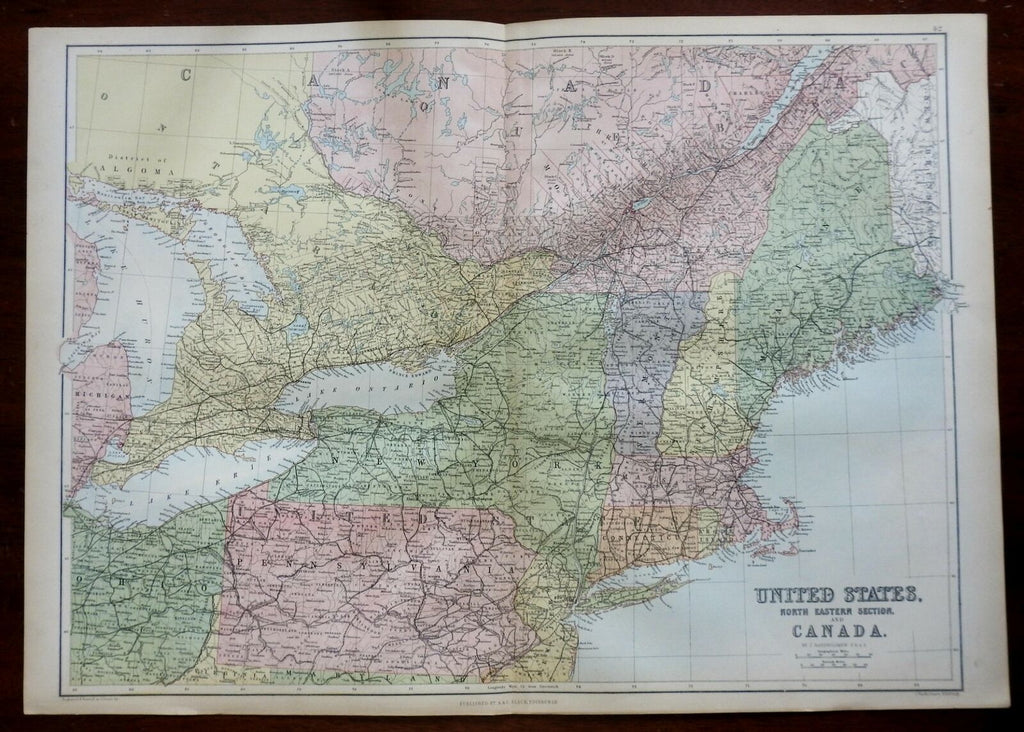 New England Eastern Canada New York Pennsylvania Ohio 1876 A. & C. Black map