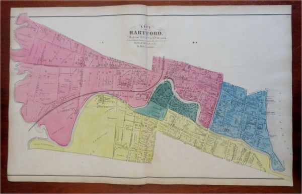 Hartford Connecticut Wards 2nd 3rd & 5th Wards 1869 Loomis detailed city plan