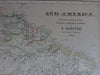 South America New Grenada Brazil Patagonia 1874 Flemming old antique map 2 sheet
