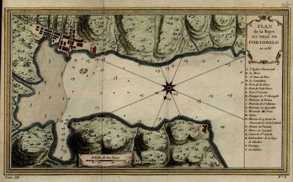 Porto Belo Panama 1736 Portuguese Colonial City Plan 1756 Bellin map plan