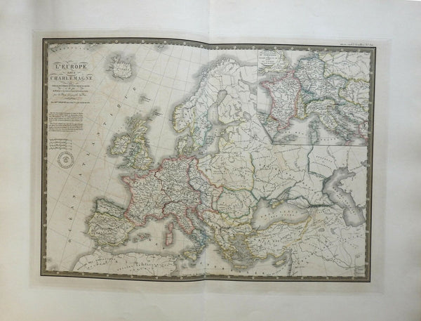 Europe in the Time of Charlemagne 1836 Brue large detailed historical map