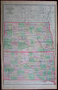North South Dakota Manitoba buttes mountains railroads c.1890 old color map