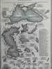 Comparison Lakes & Seas size Eastern Hemisphere 1832 Carey & Lea engraved map