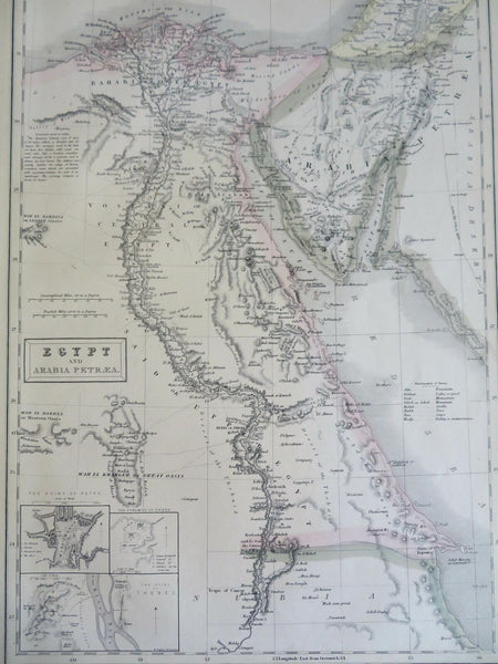 Egypt & Arabia Petra Sinai Peninsula Nile River Red Sea Cairo 1853 Hall map