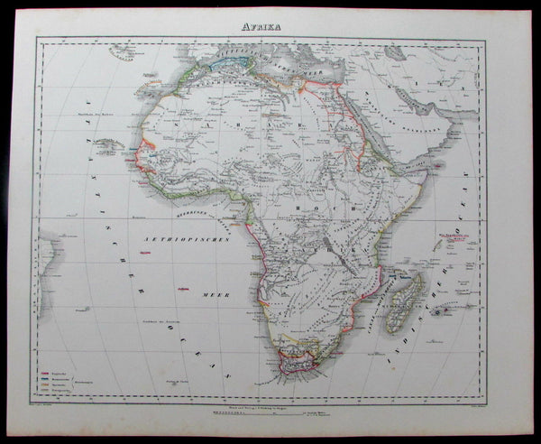 Afrika Africa continent colonies "Hottentots" Egypt c.1850 Flemming old map