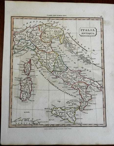 Italy Italian Peninsula Ancient World Roman Empire Etruria Sicily 1824 Tyrer map