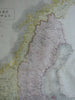 Sweden & Norway Scandinavia c. 1850 Philip large detailed map