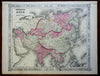 Asia Ottoman Empire Russia India China 1864 Johnson & Ward civil war era map