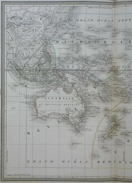 Oceania Australia Polynesia New Zealand c.1850 Tardieu fine large engraved map