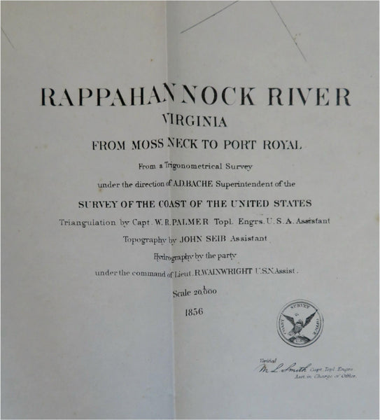 Rappahannock River Virginia Moss Neck Port Royal 1856 U.S. Coastal Survey chart