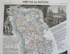 France Normandy Manche Avranches Coutanges 1856 Levasseur decorative map