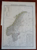 Sweden & Norway Stockholm Oslo Baltic Sea c. 1848 Flemming detailed large map