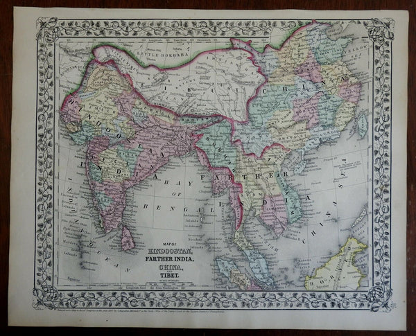 British India Southeast Asia Qing China Tibet Malaysia 1867-9 Mitchell map
