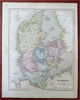 Denmark Sjaelland Jylland Fyn Copenhagen c. 1850-8 Archer engraved map