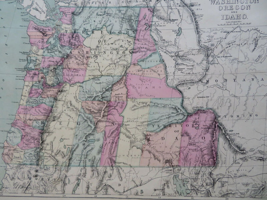 Washington Oregon Idaho Pacific Northwest 1873 Williams map