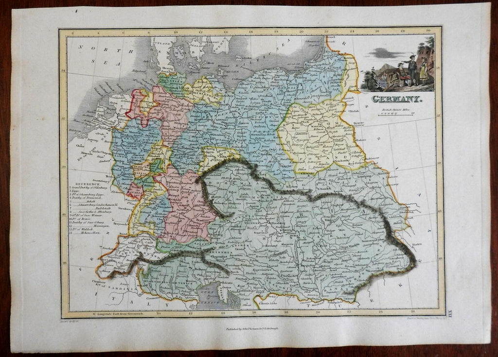 German Confederation Austrian Empire Prussia Poland 1820 Thomson decorative map