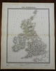 British Isles United Kingdom Ireland Scotland c. 1850 Tardieu large engraved map