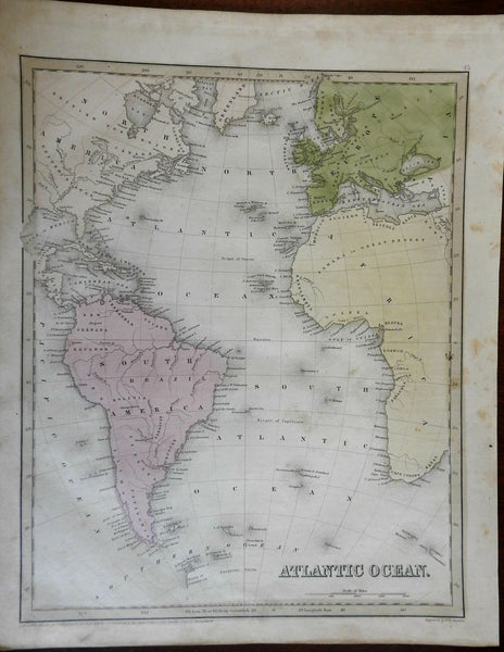 Atlantic Ocean North & South America Europe Africa 1841 Boynton Goodrich map