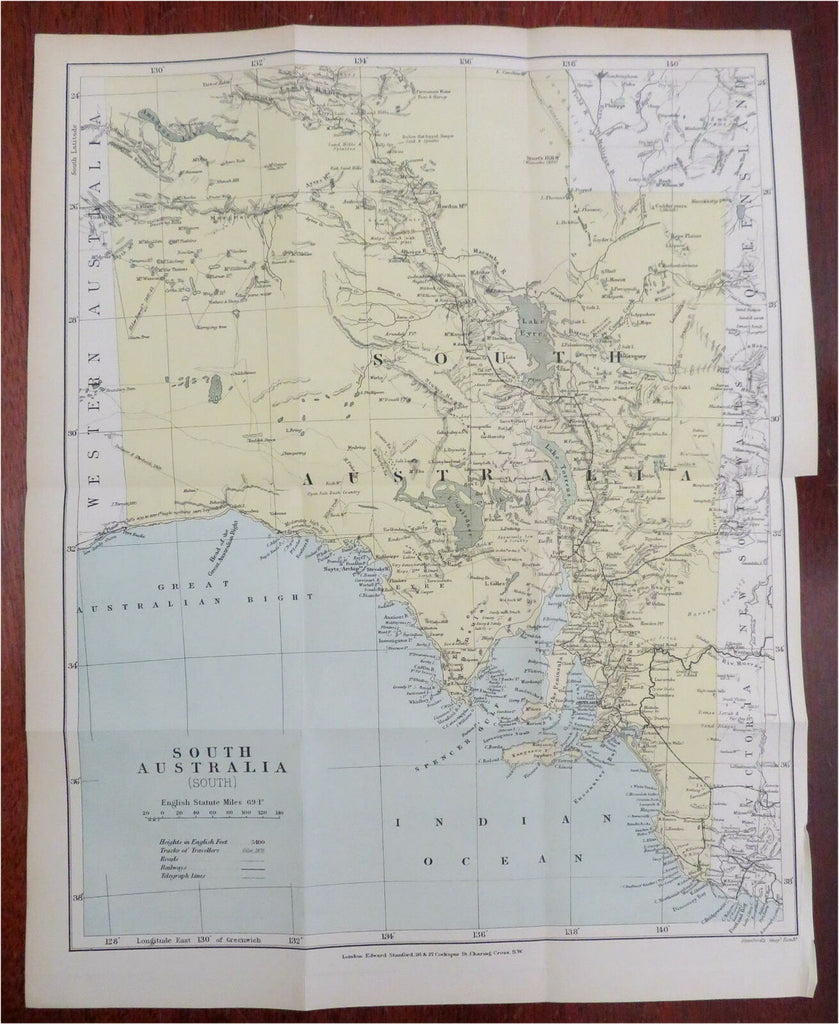 South Australia tracks of explorers shown 1893 Stanford map