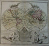 Decorative World double hemisphere 1778 Sea of West Mer de L'Ouest myth pre-Cook