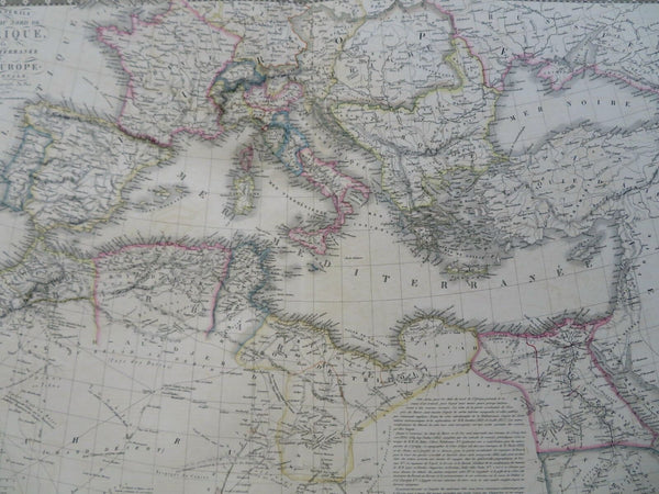 Mediterranean Sea south Europe North Africa Italy 1834 Brue large detailed map