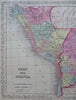 Peru & Bolivia South America La Paz Lima 1856 DeSilver scarce hand color map