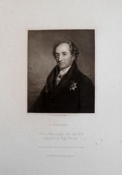 Goethe German Playwright Poet c. 1850's fine India Proof engraved portrait