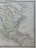 North America United States Canada Mexico c.1850 Tardieu fine large engraved map