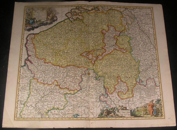 Belgium Picardy Luxemburg Flanders 1675 Vischer folio antique color map