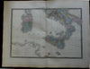 Southern Italy Naples Sicily Malta c. 1830's Brue large detailed map hand color