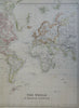 World Map on Mercator's Projection 1890 scarce folio Scribner-Black map