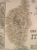 Upper & Central Italy Corsica Rome Environs 1855 antique engraved hand color map