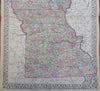 Iowa & Missouri County Map Des Moines St. Louis 1882 Mitchell map