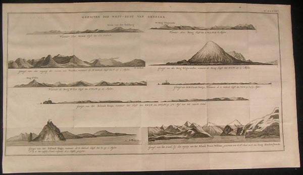 West United States & Alaskan Coast Views 1802 antique Cook exploration print