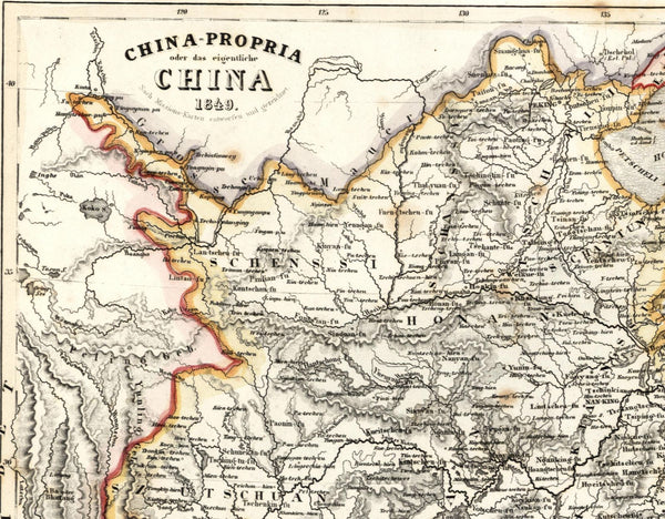 China Chinese Empire Anam Tibet Mongolia Formosa East Asia c.1850 Meyer old map
