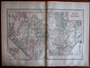Utah and Nevada 1889 Bradley large oversized hand colored old map