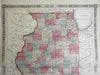 Illinois Counties Chicago Springfield 1864 Johnson & Ward map scarce Issue