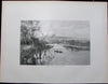 Australia Adelaide city view from river Torrens 1888 antique print large