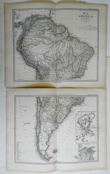 South America Colombia Brazil Peru Chile Uruguay 1878 two sheet detailed map
