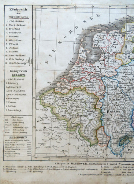 Low Countries Netherlands Belgium Westphalia Germany 1843 Stieler engraved map