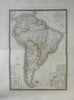South America Brazil Chile Colombia 1836 Brue large detailed map hand color